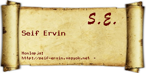 Seif Ervin névjegykártya